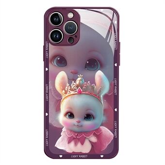 For iPhone 14 Pro Max Cute Princess Elf Rabbit Phone Beskyttelsesdeksel Herdet glass+TPU Anti-drop Anti- Scratch -deksel