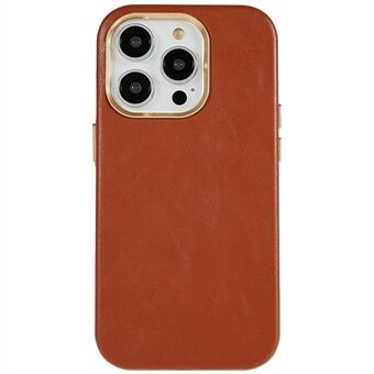 For iPhone 14 Pro Max Business Phone Case PU Leather+PC Mobiltelefondeksel med metalllinse Ring