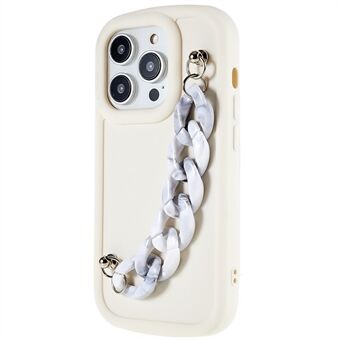 For iPhone 14 Pro Max glatt matt anti-skli telefonveske Mykt TPU støtsikkert telefondeksel med kjedestropp