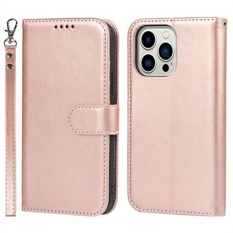 For iPhone 14 Pro Max Leather Phone Cover R61 Texture Felled Seam Telefonveske med Stand