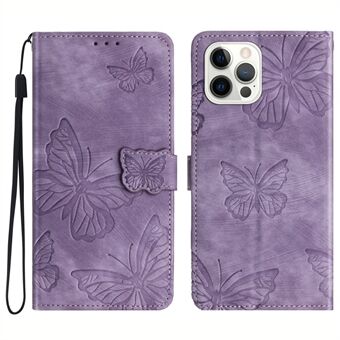 Støtsikkert deksel til iPhone 14 Pro Max PU- Stand lommebok Butterfly-påtrykt telefondeksel med hudberøring