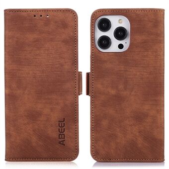ABEEL For iPhone 14 Pro Max Stand Telefonveske Retro Texture PU Leather + TPU Lommebok telefondeksel