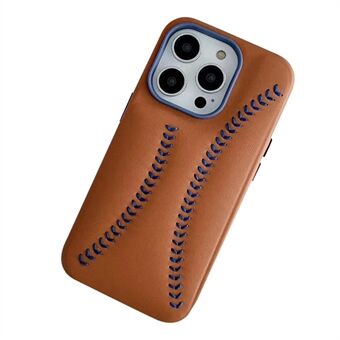 For iPhone 14 Pro Max Baseball Tekstur Broderi Telefonveske PU-skinnbelagt hardt PC-bakdeksel