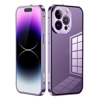 NORTHJO For iPhone 14 Pro Max Ramme av aluminiumslegering + bakdeksel i herdet glass Spenneinstallasjon Beskyttende telefonveske