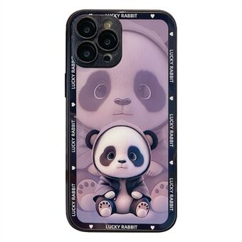 For iPhone 14 Pro Max herdet glass+TPU-telefondeksel Shadow Panda-mønsterdeksel med linsefilm