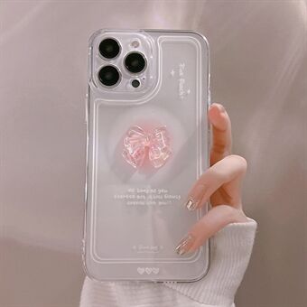 For iPhone 14 Pro Max Crystal Bowknot Dekor TPU-deksel Gjennomsiktig mobiltelefondeksel