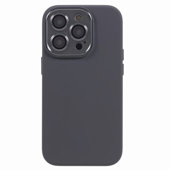 For iPhone 14 Pro Max metall+herdet glass linsebeskytter telefonveske Flytende silikon+PC Anti-fall deksel