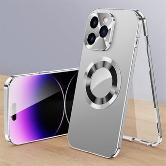 For iPhone 14 Pro Max Magnetisk klart telefondeksel kompatibel med MagSafe aluminiumslegeringsramme + herdet glass + PC-bakdeksel
