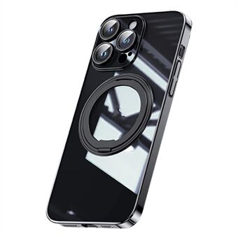 For iPhone 14 Pro Max kompatibel med MagSafe telefondeksel TPU+akryl+sinklegering Kickstand Transparent deksel
