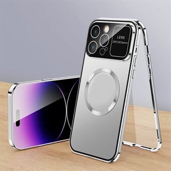 For iPhone 14 Pro Max PC + Hybrid-telefonveske i aluminiumslegering Helt pakket deksel Kompatibel med MagSafe med herdet glassfilm