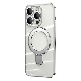 For iPhone 14 Pro Max Klart telefondeksel TPU+akryl Kickstand magnetisk deksel med kameralinsefilm