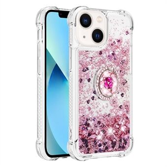 YB Quicksand-serie 7 for iPhone 15 Glitter Sparkle Støtsikker deksel Ringstøtte TPU-telefonveske