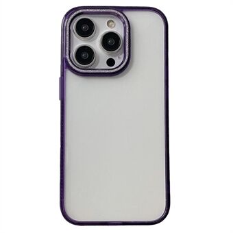 For iPhone 15 Case Glitter kameraramme TPU+PC Gjennomsiktig telefondeksel