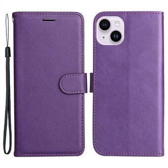 KT Leather-serie-2 PU-lærtelefondeksel for iPhone 15 Plus, ensfarget telefondeksel med lommebokstativ.