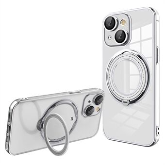 Magnetisk telefonveske for iPhone 15 Plus, Ringstøtte PC+TPU Deksel kompatibel med MagSafe