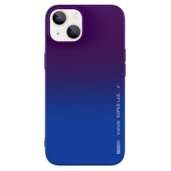 X-LEVEL for iPhone 15 Plus Rainbow-serien er et fall-sikkert telefon-etui med fargekombinasjoner og en baksidedeksel laget av silikon.