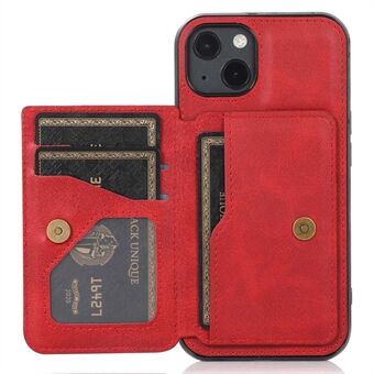 For iPhone 15 Plus PU skinn + TPU mobildeksel med kortlomme og støtteben, beskyttende trekk