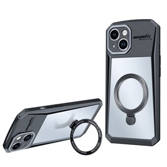 XUNDD For iPhone 15 Plus Ring Kickstand Telefondeksel Støtsikker PC+TPU Telefonveske Kompatibel med MagSafe