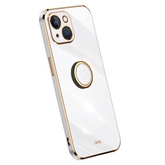 XINLI For iPhone 15 Plus Ring Kickstand Phone Case Elektroplatert TPU-beskyttelsesdeksel