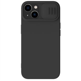 NILLKIN For iPhone 15 Plus skyvelukk-kamera-deksel av væske silikon+PC telefonveske kompatibel med MagSafe.