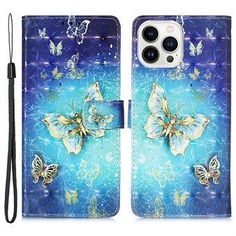 YB-mønsterutskrift i skinnserie-2 for iPhone 15 Pro Flip-etui 3D-mønster trykt lommebokstående telefondeksel