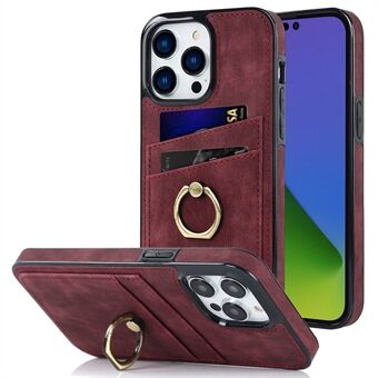 For iPhone 15 Pro Ring Kickstand Card Holder Case Retro PU Leather Coated TPU Phone Cover

For iPhone 15 Pro Ring Kickstand Kortholder Etui i retro PU-lærbelagt TPU-telefondeksel