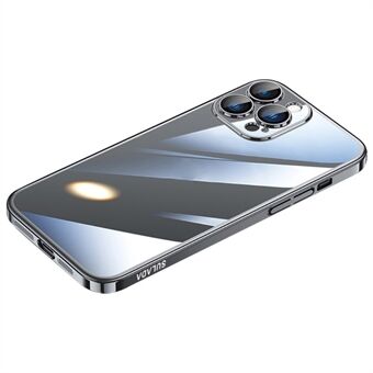 SULADA JINGJIA-serien gjennomsiktig mobildeksel for iPhone 15 Pro, herdet glasslinsefilm, elektroplaterende hard PC-mobildeksel - Svart.