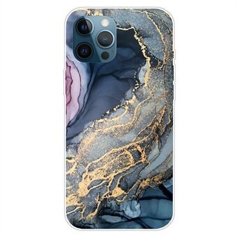 For iPhone 15 Pro Ripefritt TPU-mobiltelefon-bakdeksel Abstrakt marmortrykt IMD-telefondeksel
