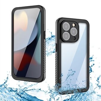 FS-serien for iPhone 15 Pro, IP68-vanntett, dropp-sikker telefonveske med gjennomsiktig bakside for dykking og svømming.