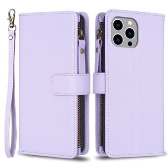 BF Style-19 for iPhone 15 Pro Max-Telefonveske i PU-lær med flipcover og lomme med glidelås