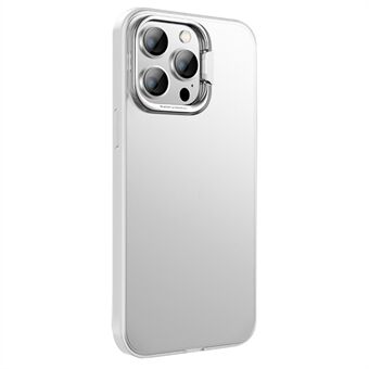 X-LEVEL PC + TPU mobildeksel for iPhone 15 Pro Max, matt kameralinseramme med stativ på baksiden.