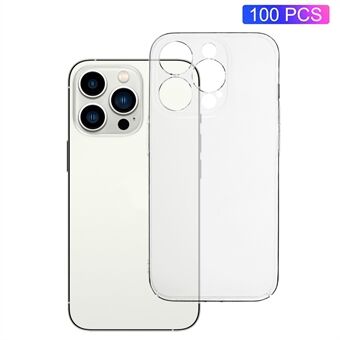 100 stk For iPhone 15 Pro Max Superklart plasttelefondeksel Hardt smarttelefondeksel HD Gjennomsiktig skall