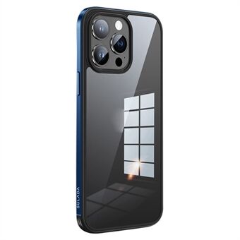 SULADA Minrui-serien for iPhone 15 Pro Max, elektroplaterende gjennomsiktig telefonveske med metallramme, TPU+herdet glassdeksel.