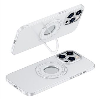 For iPhone 15 Pro Max Magnetisk PC-telefondeksel med elektroplatering, matt deksel med sammenleggbar stativ, kompatibelt med MagSafe