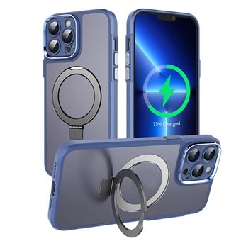 For iPhone 15 Pro Max Magnetisk Ring Kickstand Telefonveske PC+TPU Matt Antiskli Deksel