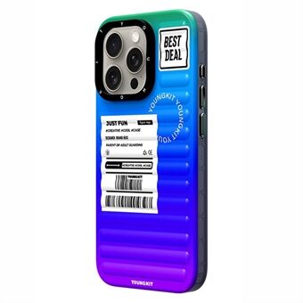 YOUNGKIT TPU + Aluminiumlegering-omslag for iPhone 15 Pro Max Koffertstil Gradvis Fargebølge Mønstret Frostet Telefondeksel