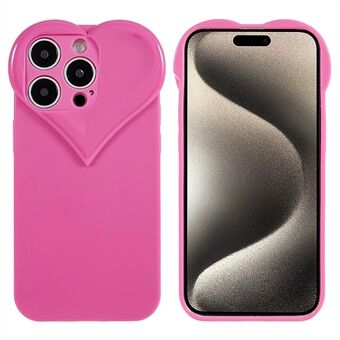 For iPhone 15 Pro Max mobiltelefondeksel Hjerteformet kamera beskyttelsesdeksel Anti-fingeravtrykk TPU-skall