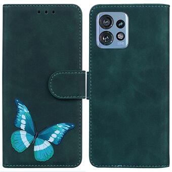 Butterflytrykt telefondeksel for Motorola Edge 40 Pro 5G / Moto X40 5G / Edge+ (2023), skinn-berøringslær-lommebokdeksel.