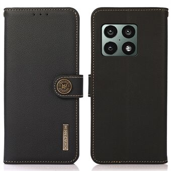 KHAZNEH RFID-blokkerende flipdeksel i ekte skinn sammenleggbart Stand Telefonbeskytter lommebokveske for OnePlus 10 Pro 5G