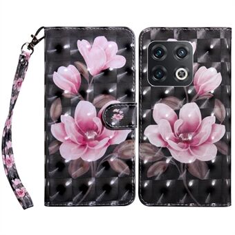 For OnePlus 10 Pro 5G 3D-lommeboktelefonveske Creative mønsterutskrift PU- Stand Mykt TPU-bokomslag med stropp