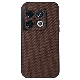 For OnePlus 10 Pro Carbon Fiber Texture Fingeravtrykkfri telefonveske PU-skinnbelagt PC + TPU-deksel