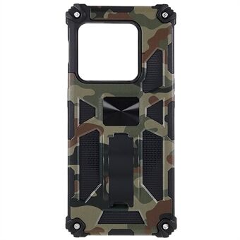 For OnePlus 10 Pro Camouflage Design Military Grade Protective Cover Hard PC TPU Enhanced Side Phone Deksel med Kickstand