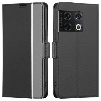 For OnePlus 10 Pro 5G Folio Flip Ultratynn Twill Texture Telefondeksel PU-skinn mobiltelefonveske med Stand og kortholder