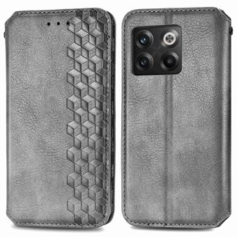 For OnePlus 10T 5G / ACE Pro 5G PU-skinn Rhombus -påtrykt Stand Telefonveske Magnetisk autoabsorbert lommebokdeksel med full beskyttelse