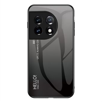 For OnePlus 11 5G Gradient Color Telefonveske Anti Scratch herdet glass + PC-bakside TPU-ramme Hybrid-deksel