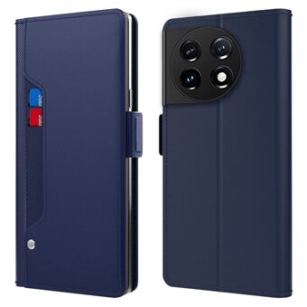 Anti-fall telefondeksel for OnePlus 11 5G, PU-skinn+TPU sammenleggbar Stand Magnetisk telefondeksel med sminkespeil