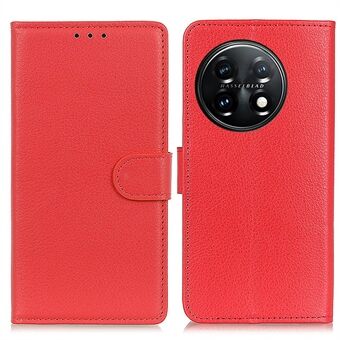For OnePlus 11 5G mobiltelefonveske Litchi Texture PU lær Stand Full beskyttelsesdeksel