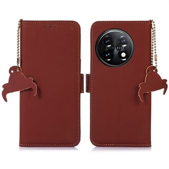 For OnePlus 11 5G telefondeksel Ekte lær flipdeksel RFID-blokkerende lommebokveske