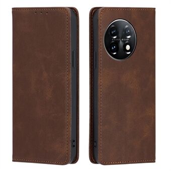 For OnePlus 11 5G Calf Texture Protective Phone Case Stand PU-skinn Anti-slipp mobiltelefondeksel