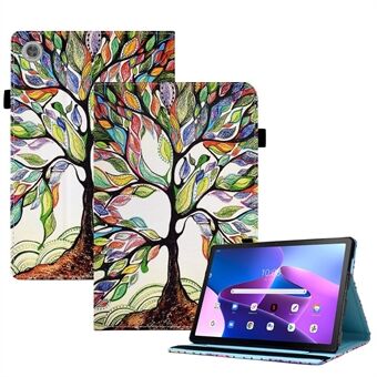 For Lenovo Tab M10 Plus (3. generasjon) Pattern Printing PU Leather Tablet Case Stand Elastisk Band Cover med Kortspor